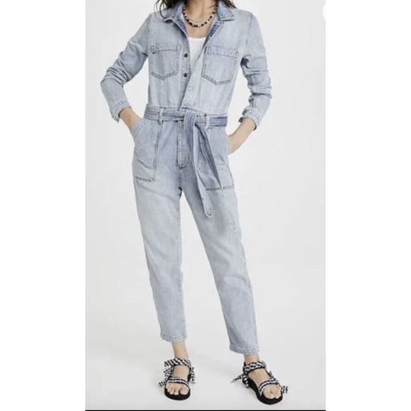 Joe's Women's The Alexa Blue Denim Straight Leg One Piece‎ Jumpsuit Size Small - Picture 1 of 13